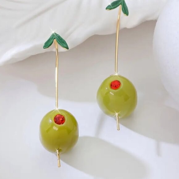 Olive Earrings, Gift Idea, Women's Jewelry - Picture 1 of 1